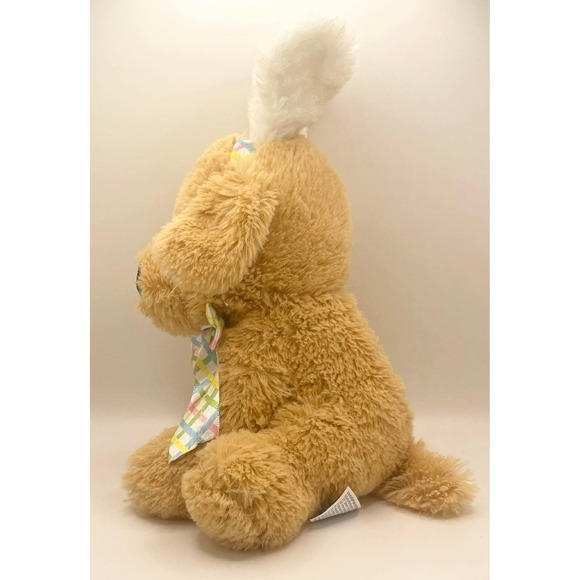 Hugfun International Easter Puppy Dog Plush Tan Bunny Ears Pastel Plaid Bow 2017 - Picture 10 of 12